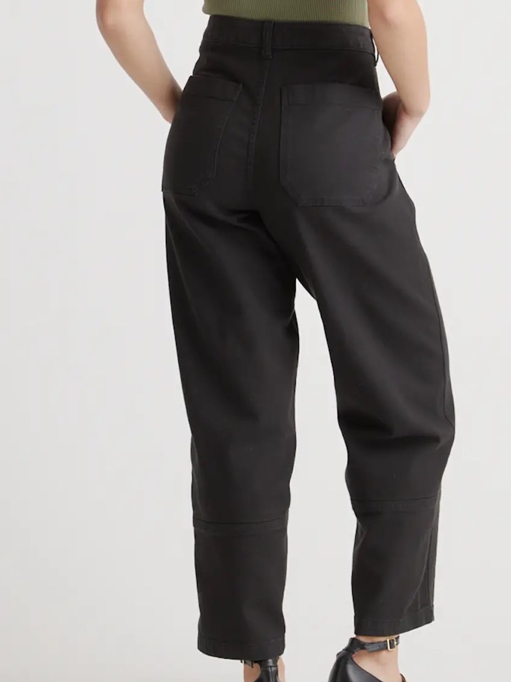 QUINCE ORGANIC COTTON TWILL BARREL PANTS BLACK SIZE 4 - Picture 2 of 16